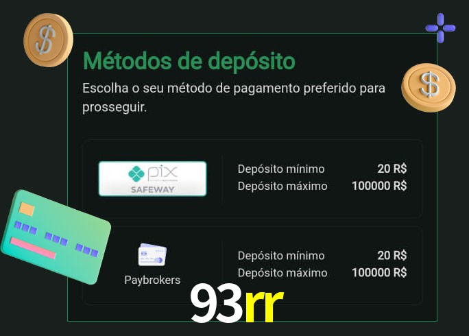 O cassino 93rr oferece uma grande variedade de métodos de pagamento